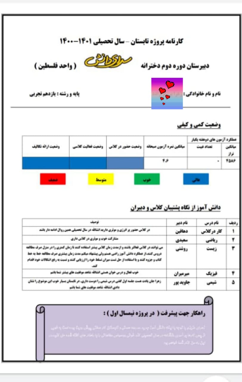 ارائه کارنامه پروژه تابستان